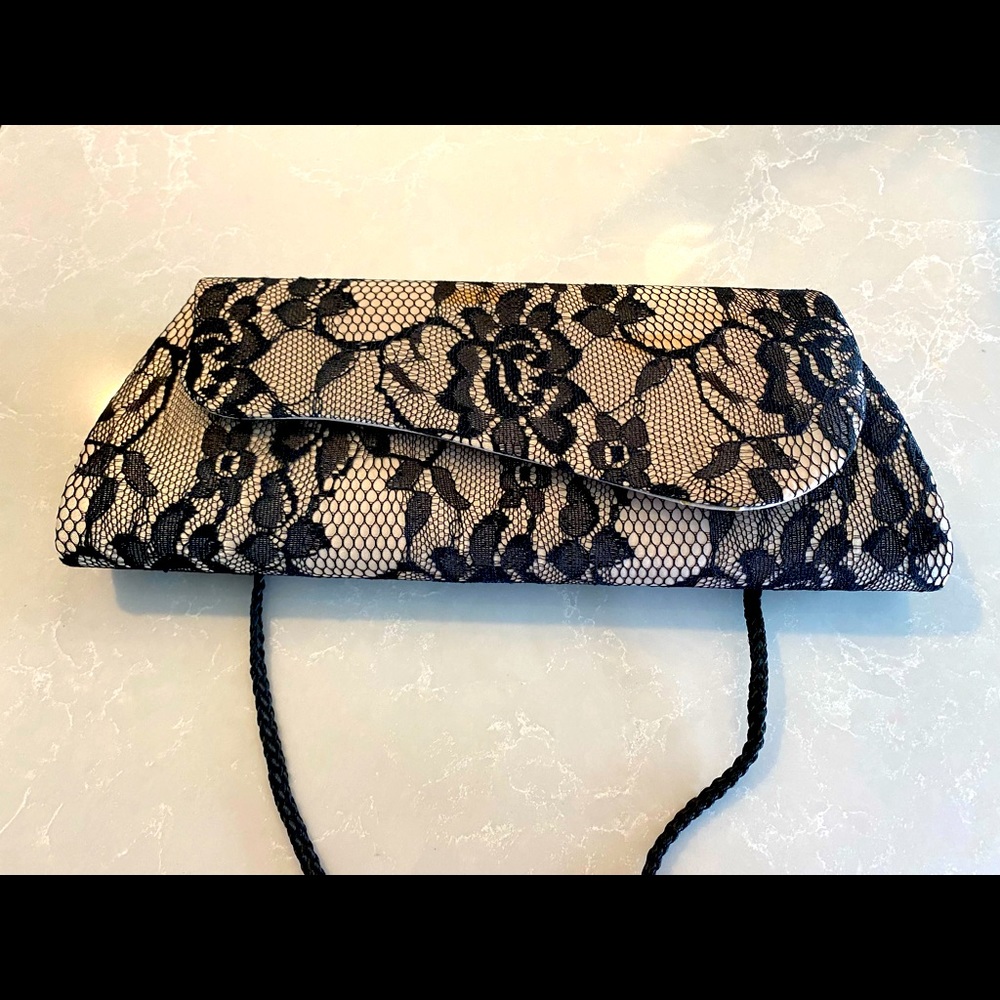 Black lace clutch